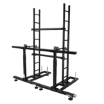 ProX LED panel ground support stand height adjustment mechanism and linkage detail showing steel construction