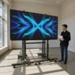 ProX LED panel ground support stand dimensional diagram showing adjustable height range 24-40 inches