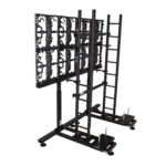 ProX LED panel ground support stand rear panel showing adjustment mechanisms and linkage system