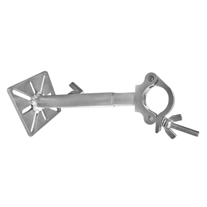 ProX LED panel wall mounting plate with 2-inch extension pole and truss clamp for ground stacking and hanging