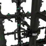 ProX black LED panel wall mounting plate with 2-inch pole truss clamp installed on ground stacking setup