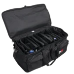 ProX MANO large utility carry bag interior showing organized dividers for cables and LED lighting equipment