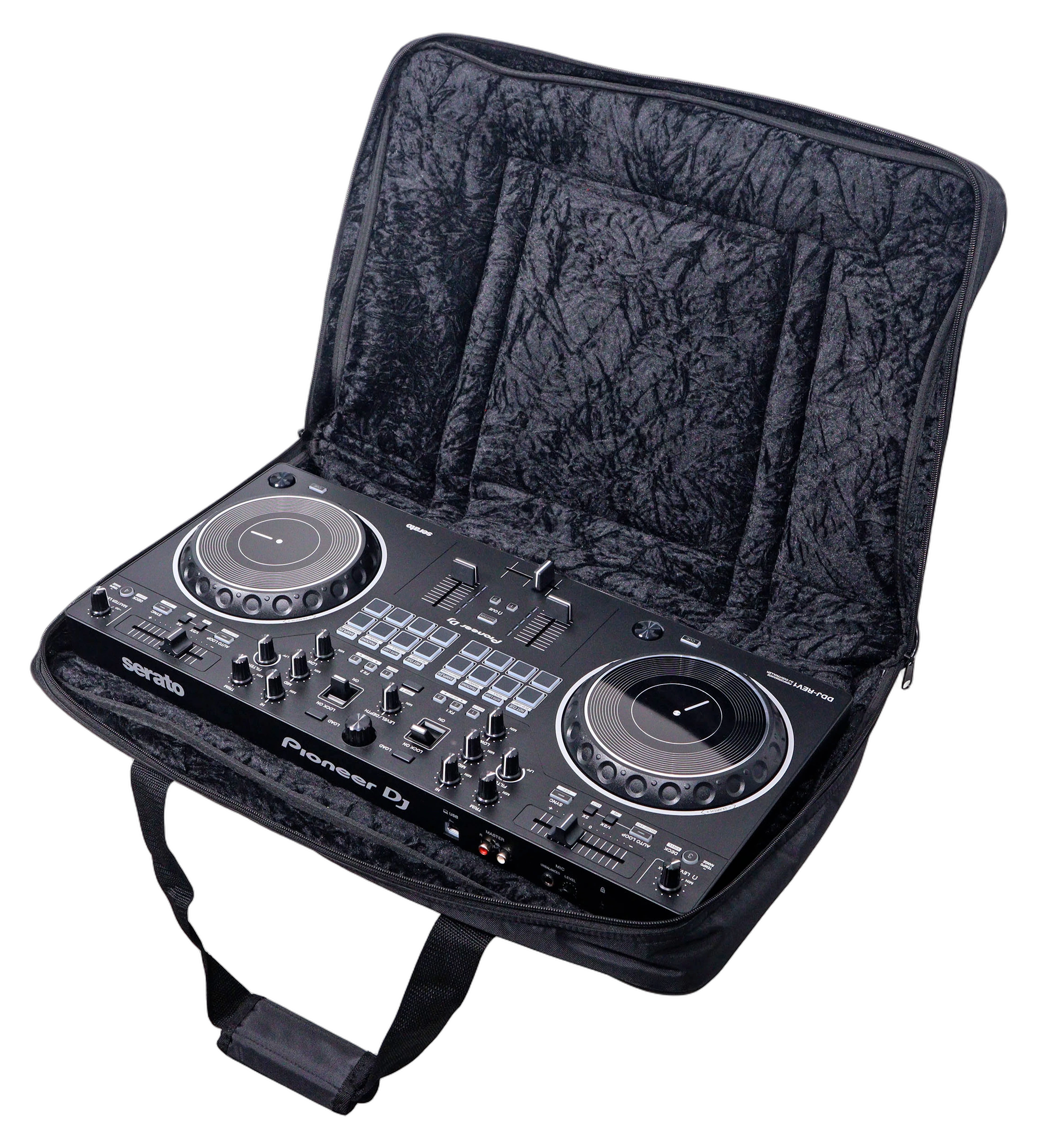 ProX MANO Series DJ Controller Bag Front View ProX MANO Series protective gear bag for DDJ-SR2 and MIXSTREAM PRO controllers, front view