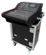 ProX MIDAS M32R flip-ready hydraulic console lifting 1U rack space case front view