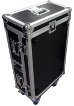 ProX ATA flight case for Midas M32R mixer with dimensions, doghouse compartment, and caster wheels specifications
