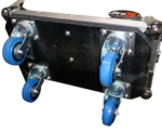 ProX ATA flight case for Midas M32R mixer with dimensional specifications and caster wheel placement diagram