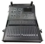 ProX flight case doghouse compartment detail showing protective storage design for Midas M32R mixer