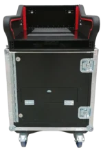 ProX MIDAS M32R flip-ready hydraulic console rack case close-up detail showing latch mechanism