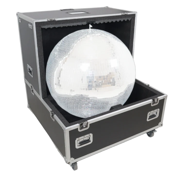 ProX 36 inch mirror ball flight road case with wheels and removable top covers front view
