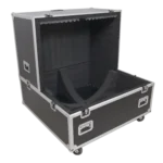 ProX 40-inch mirror ball flight road case with wheels and removable top covers in professional studio setting