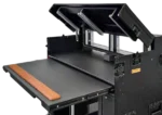 ProX mobile AV broadcasting studio workstation case with 4U top and 12U bottom rack configuration black finish