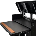 ProX mobile AV broadcasting studio workstation case with 2x 4U top and 2x 12U bottom compartments, black finish, side profile