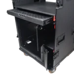 ProX mobile AV broadcasting studio workstation case dimensional diagram showing 4U top and 12U bottom configuration