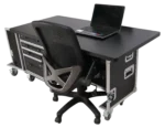 ProX Pro Desk flight case workstation with 60x30 inch table top, drawer storage, and mobility wheels
