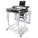 ProX XT-MMDJTV01 mobile DJ booth dimensional diagram with measurements and grid system specifications