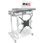 ProX modular mobile media TV DJ station booth with wheels and grid system integration