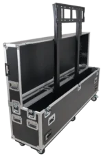 ProX motorized universal flight case for 80 to 90 inch flat panel LCD TV monitors with dual casters side profile