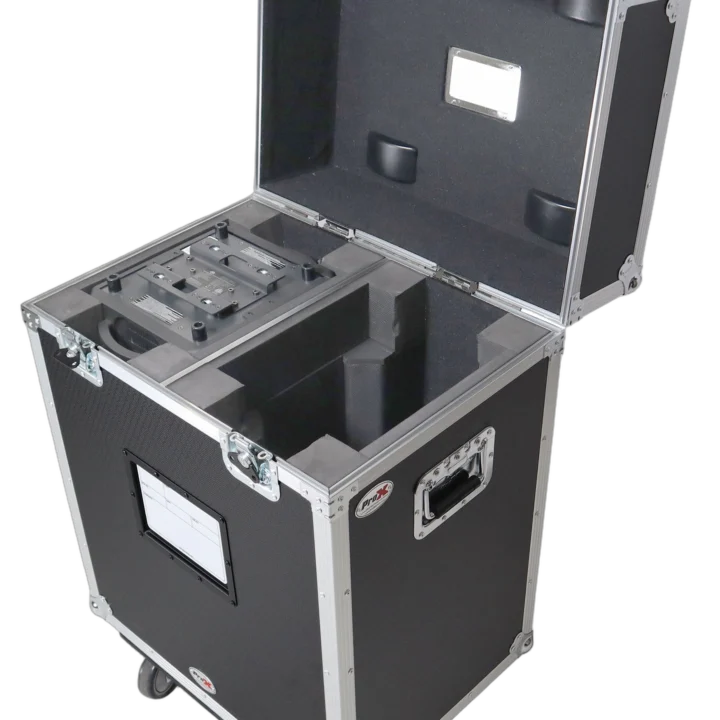 ProX moving head lighting road case with foam inserts for dual ADJ Vizi Beam CMY fixtures, front view