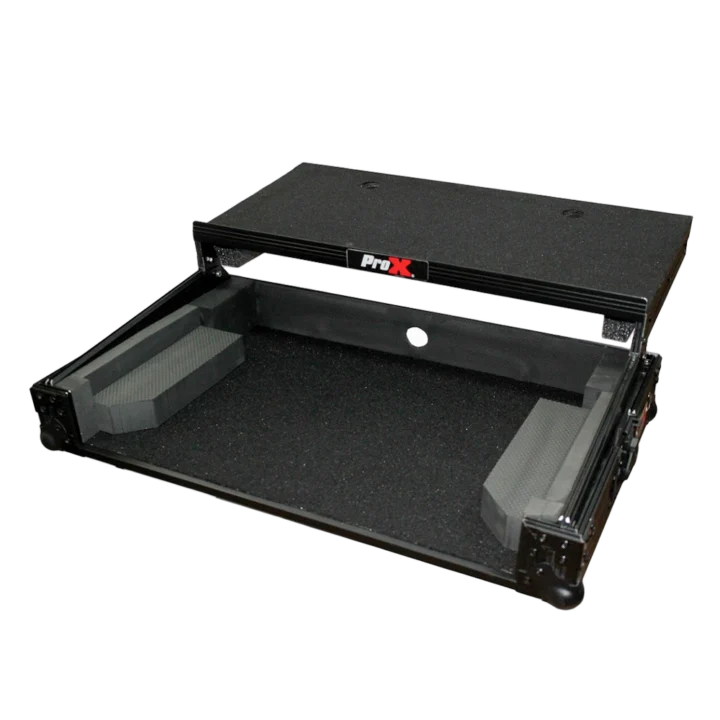 ProX flight case for Numark MixTrack 3 Pro digital controller with laptop shelf, black finish