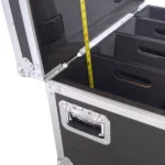 ProX Par Can Universal Utility Case with four wheels loaded with LED par lights in professional venue setup