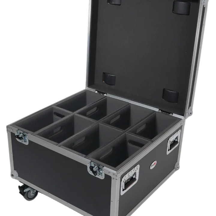 ProX Par Can Universal Utility Case with 4-inch wheels, front view showing handle and storage capacity
