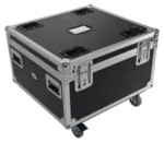 ProX Par Can Universal Utility Case featuring four-inch wheels and spacious interior compartment