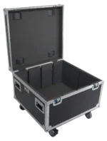 ProX par can universal utility case with four wheels, side view showing case construction