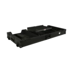 ProX flight case for Pioneer CDJ 3000X and DJM V10 mixer with laptop shelf, side profile view