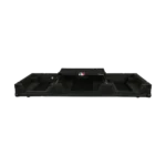ProX flight case interior detail showing laptop shelf and equipment compartments for Pioneer CDJ 3000X and DJM V10 mixer