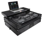 ProX black ATA flight case for Pioneer DDJ-FLX10 DJ controller with sliding laptop shelf front view