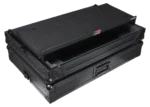 ProX black ATA flight case for Pioneer DDJ-FLX10 mixer with sliding laptop shelf installed in professional DJ setup