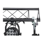 ProX portable crank lighting stand system dimensional diagram showing 10-foot height adjustment range and truss configuration