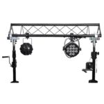 ProX portable crank lighting stand system dimensional diagram showing 10-foot height adjustment range and truss configuration