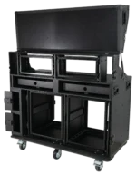 ProX Prado mobile AV workstation case front slamr door detail with black finish and hardware