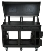 ProX Prado mobile AV broadcasting studio workstation case rear panel with cable management and ventilation ports