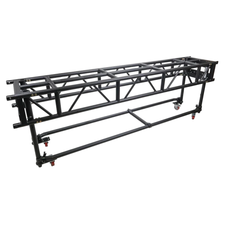 ProX 10-foot pre-rig truss segment with removable rolling base system in black finish, front view