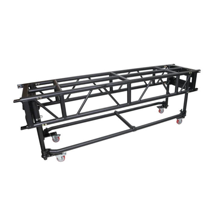 ProX 8-foot pre-rig truss segment with removable rolling base system in black, front view