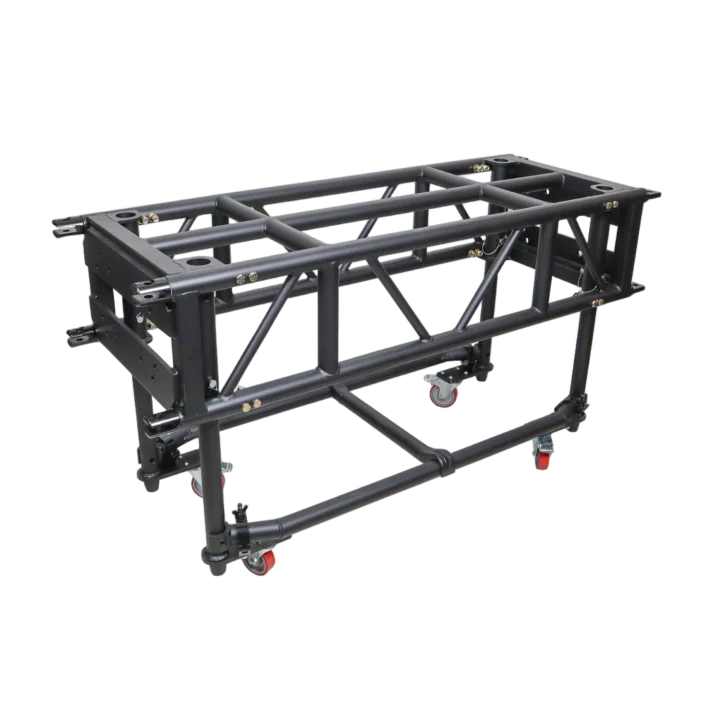 ProX 5-foot pre-rig truss segment with removable rolling base system in black finish, front view