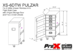 ProX Pro 6 utility drawer workbox ATA flight case dimensional diagram with measurements and caster specifications