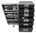 ProX Pro 6 utility drawer workbox ATA flight case rear panel with hinged storage door and caster wheels