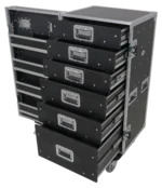 ProX Pro 6 utility drawer workbox ATA flight case with hinged storage door and casters front view