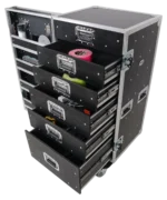 ProX Pro 6 utility drawer workbox ATA flight case with hinged storage door and casters, side profile view