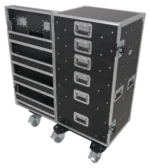 ProX Pro 6 utility drawer workbox ATA flight case with hinged storage door and caster wheels detail view
