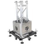 ProX PRO truss tower system showing top block, hinges, base, outriggers and ladder truss segment assembly