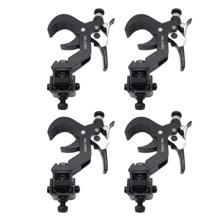 ProX Quick 90º folding XPress trigger truss clamp with black finish and quick press mechanism