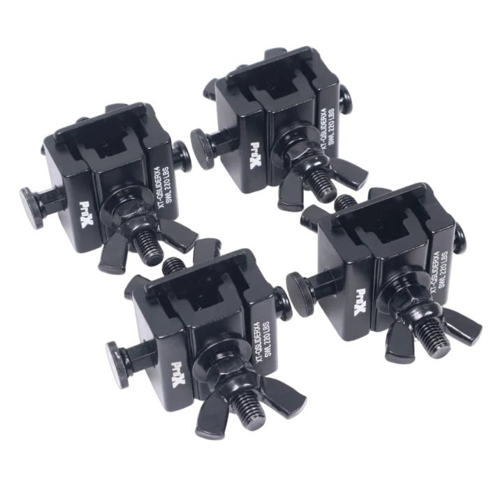 ProX set of four quick release sliding truss clamp mounting adapters for moving head fixtures