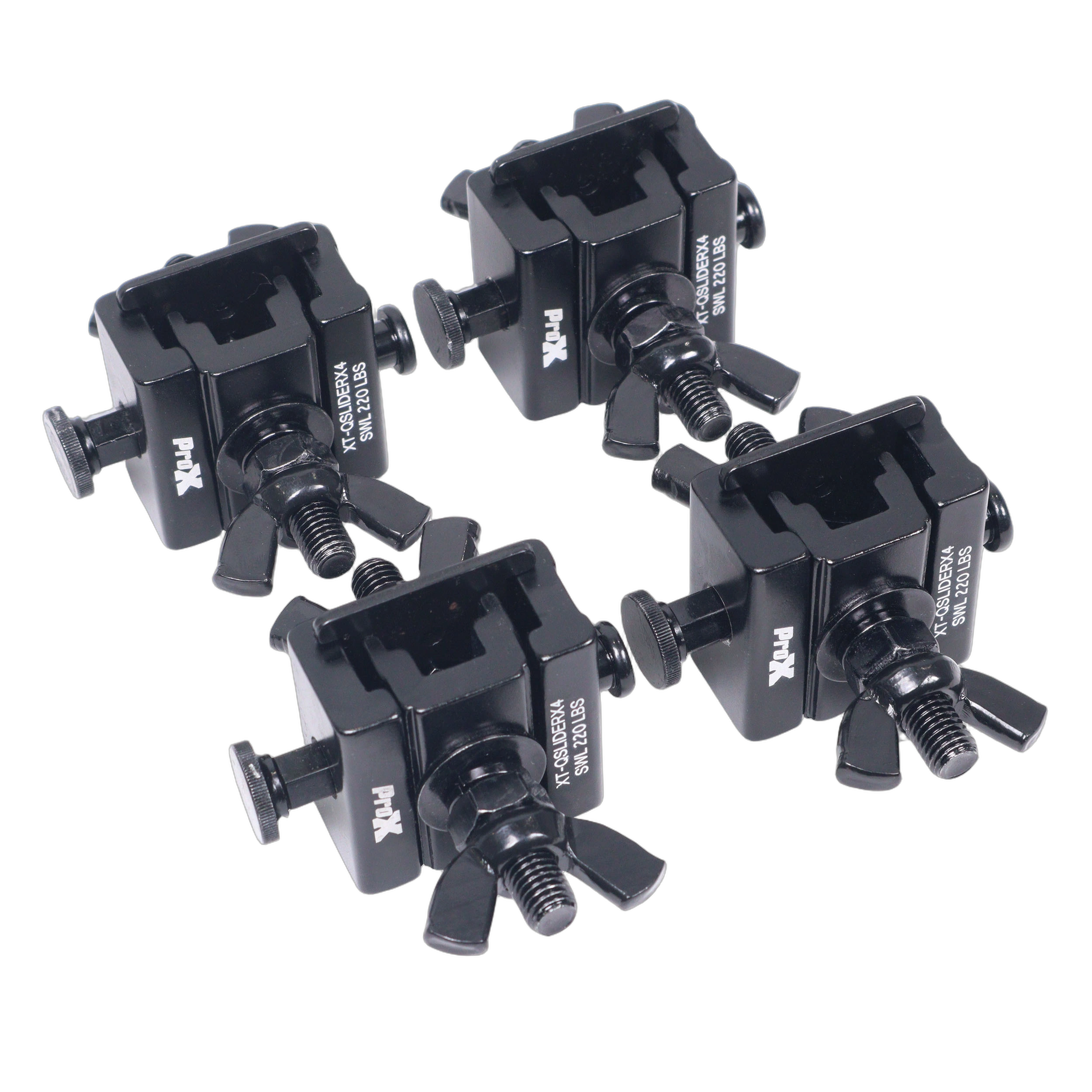 ProX Quick Release Sliding Truss Clamp Adapters Set ProX set of four quick release sliding truss clamp mounting adapters for moving head fixtures