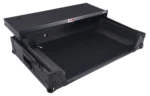 ProX ATA flight case for RANE Four DJ controller with laptop shelf, 1U rack space, LED lights, and wheels dimensional specifications