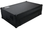 ProX flight case for RANE ONE DJ controller with sliding laptop shelf and wheels, close-up detail view