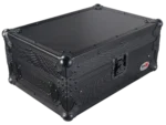 ProX black road case for Rane Seventy-Two mixer with laptop shelf, side profile view